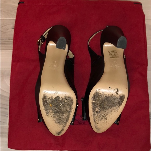 💯Valentino Leather Peep Toe Slingback Pumps - Picture 6 of 8